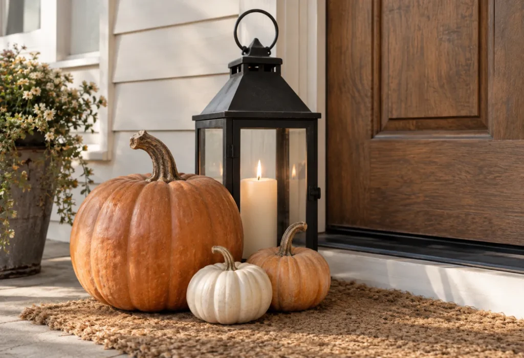Lanterns With Muted Orange Pumpkins