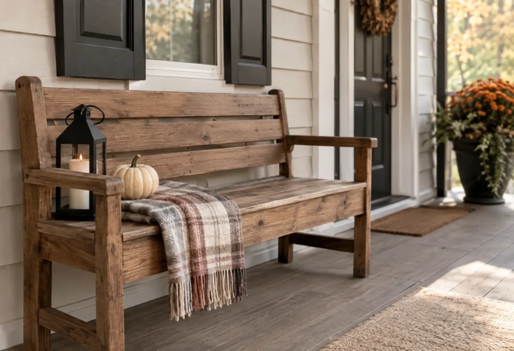 Lanterns on a Porch Bench