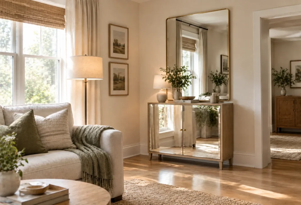 Large Mirror With Hidden Storage