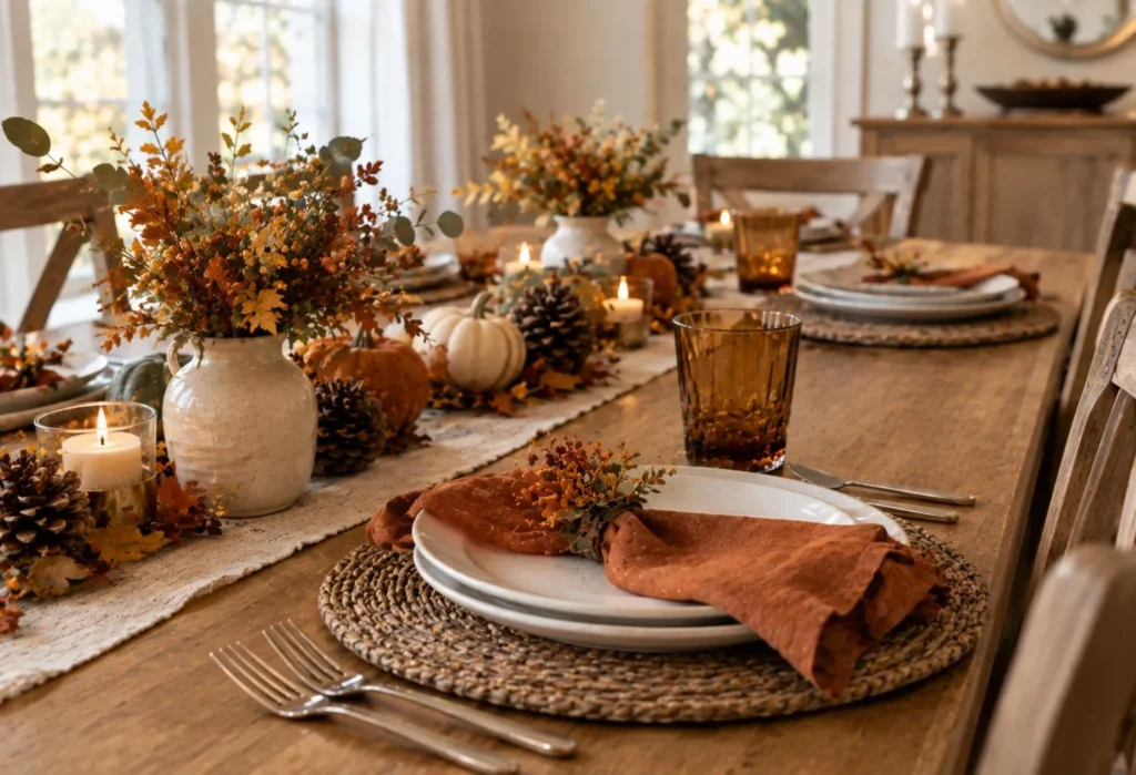 Layer Neutral Dinnerware With Fall Accents