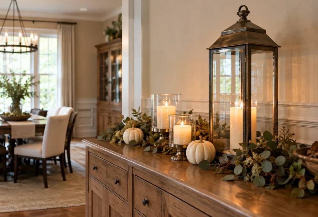 Layered Fall Candles and Lanterns