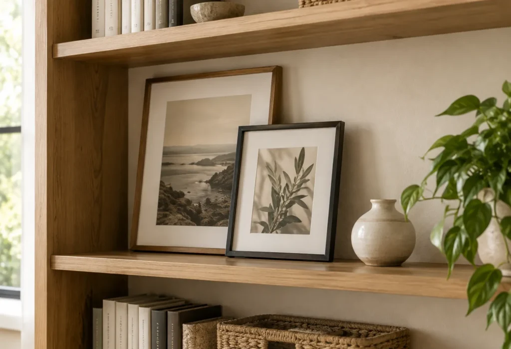 Layered Frames on One Shelf