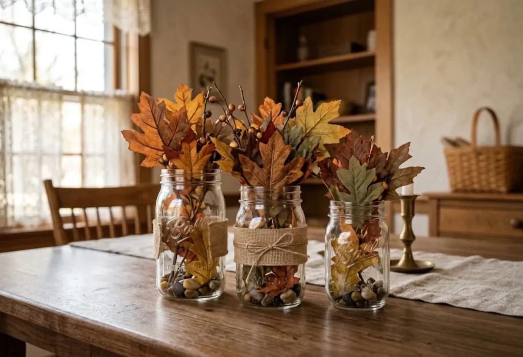 Mason Jar Leaf Arrangement