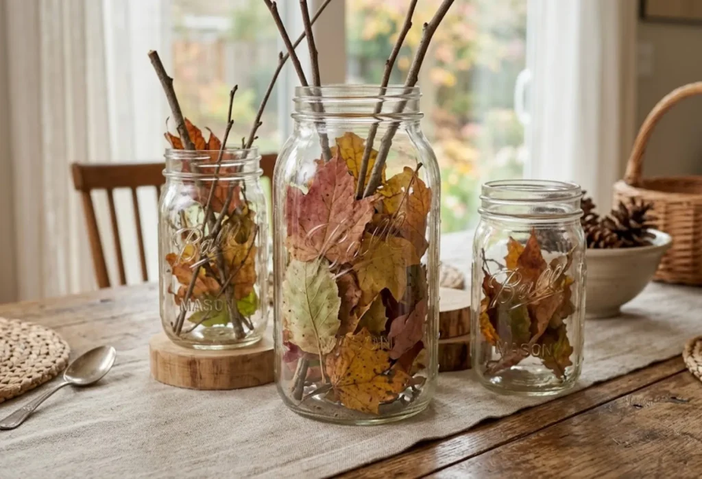 Mason Jar Leaf Arrangement