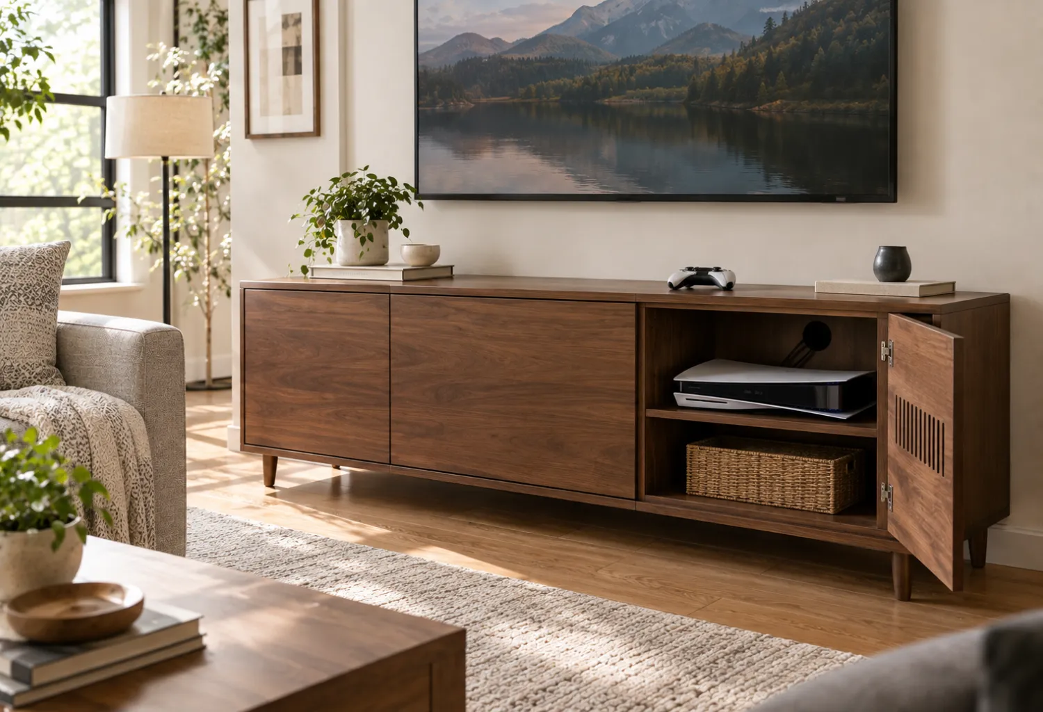 Media Console With Closed Cabinets