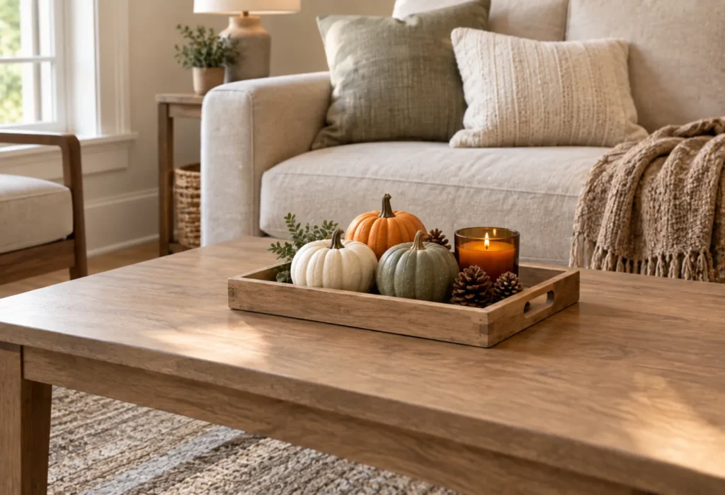 Mini Pumpkin and Candle Tray