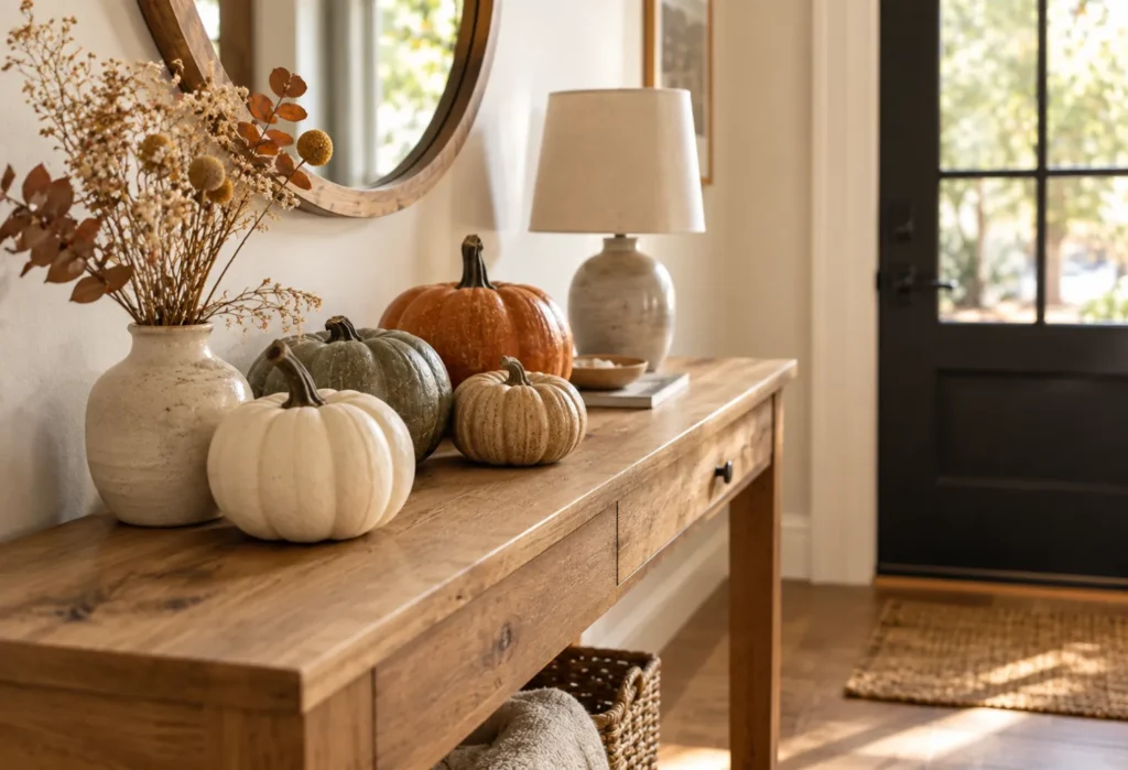 Mini Pumpkins On A Console