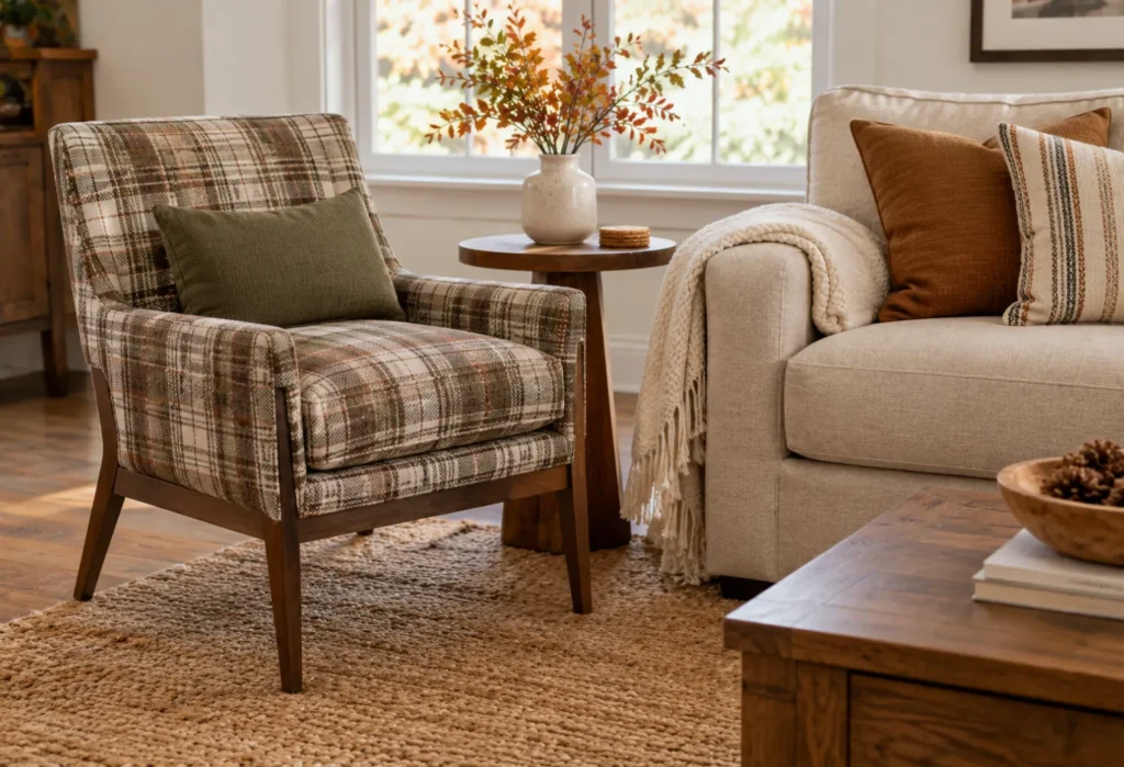 Muted Plaid Accent Chair