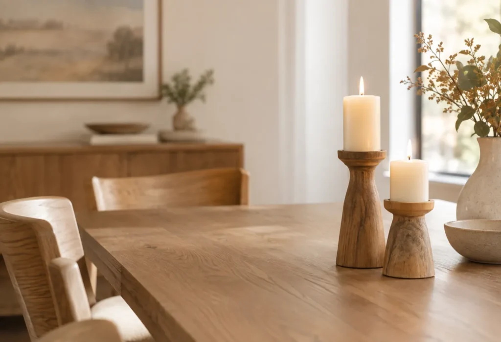 Natural Wood Candle Holders