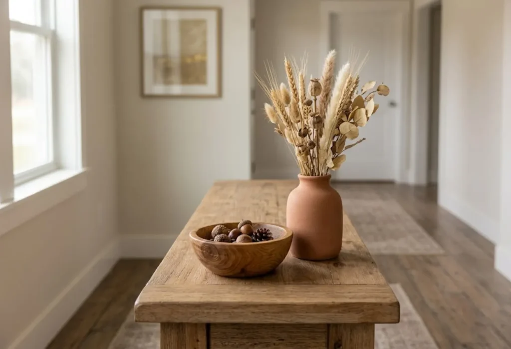 Natural Wood and Terracotta Accents