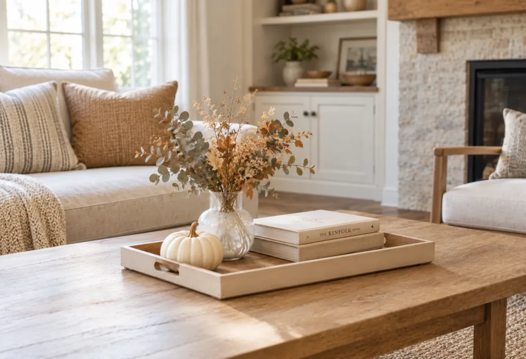 Neutral Tray With Dried Leaves