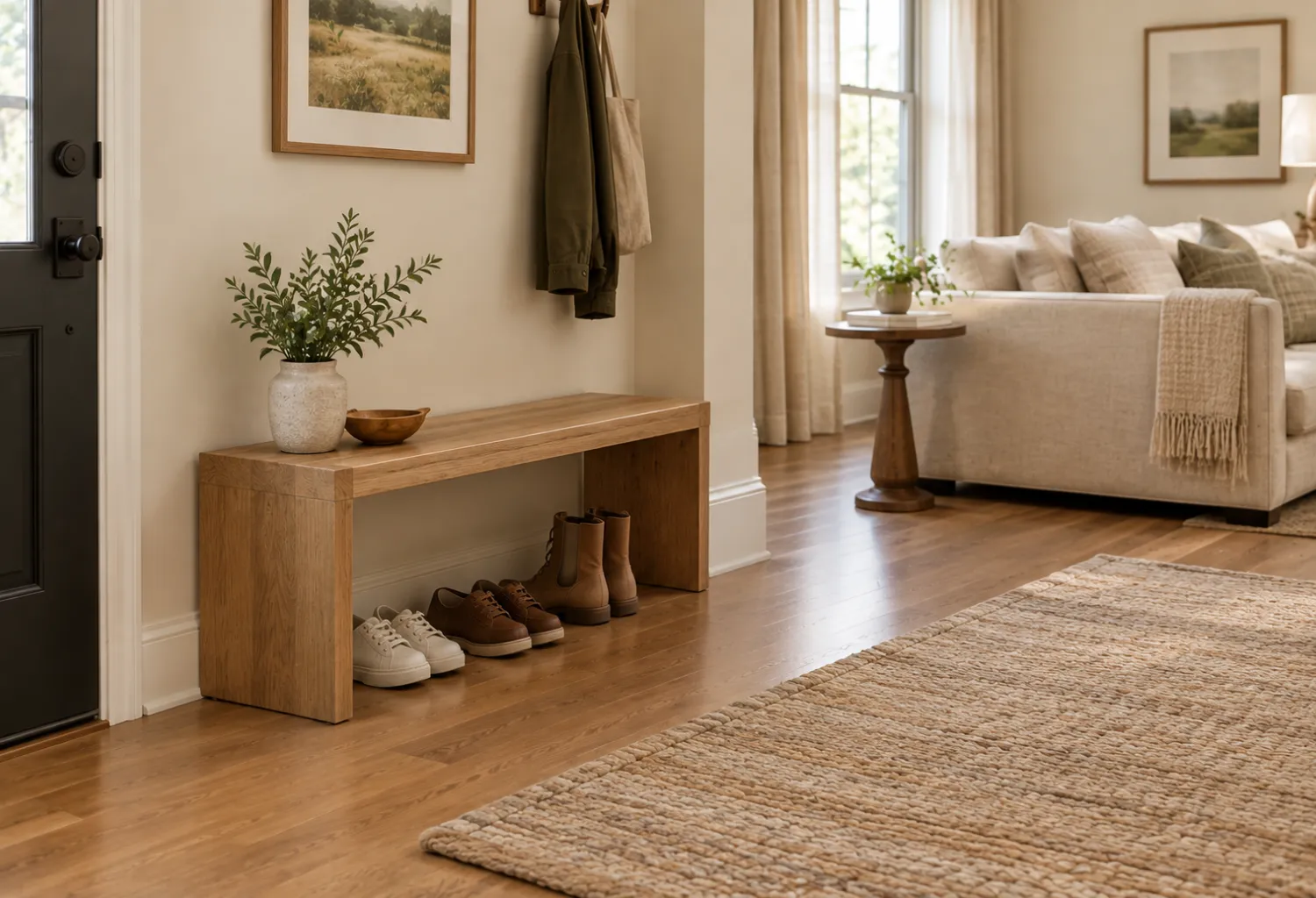Open Wood Shoe Bench