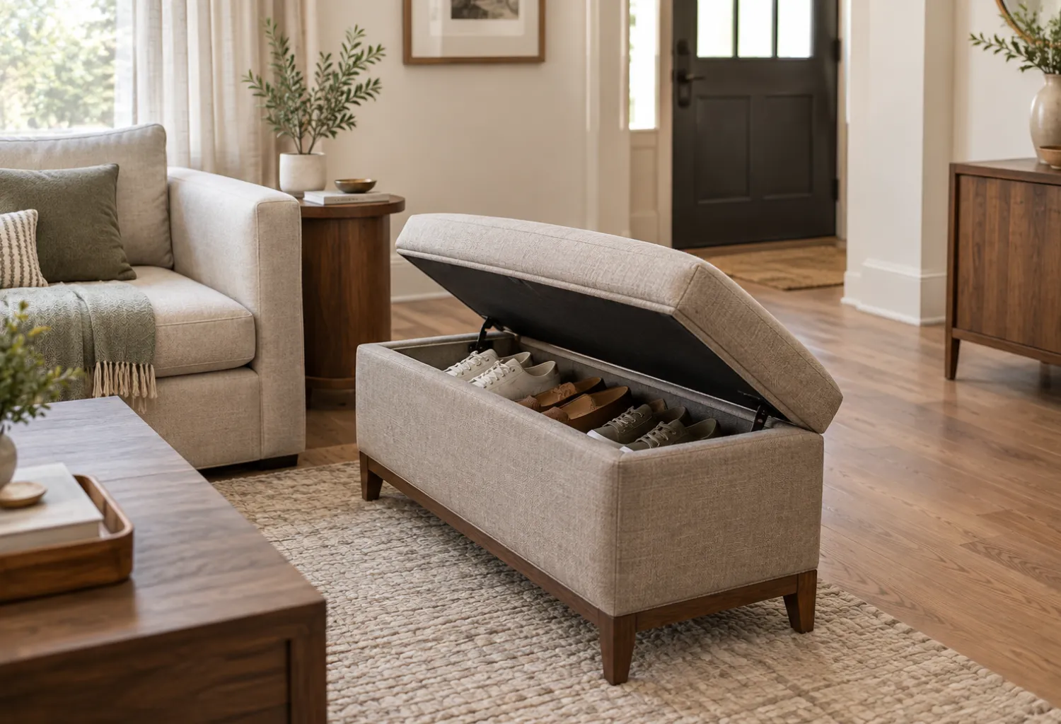 Ottoman With Hidden Shoe Storage