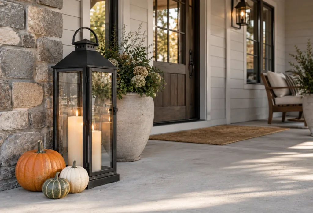 Oversized Lantern as a Porch Focal Point