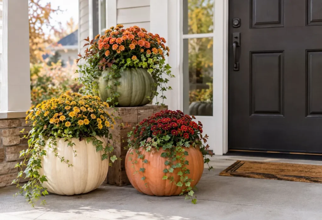 Painted Pumpkin Planters