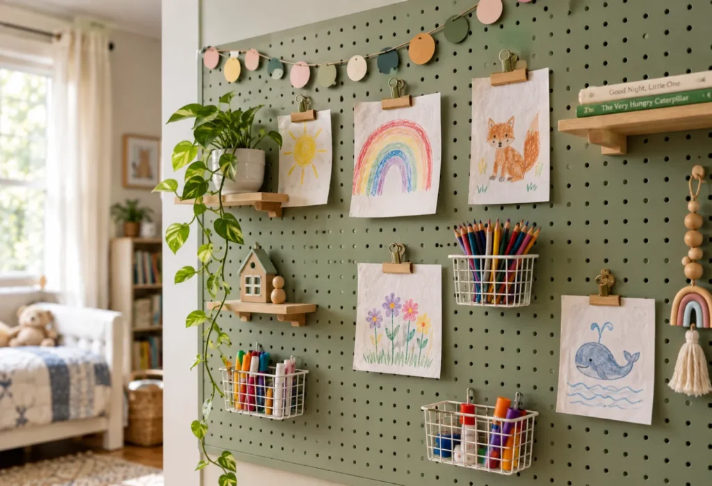 Pegboard Wall for Art and Accessories