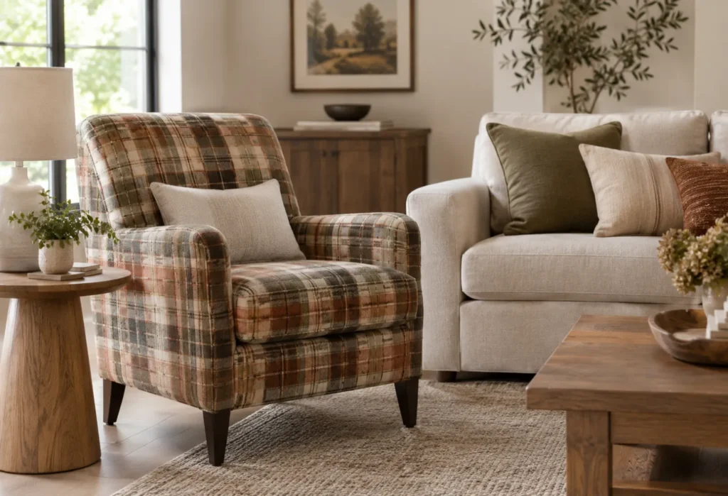 Plaid Accent Chair