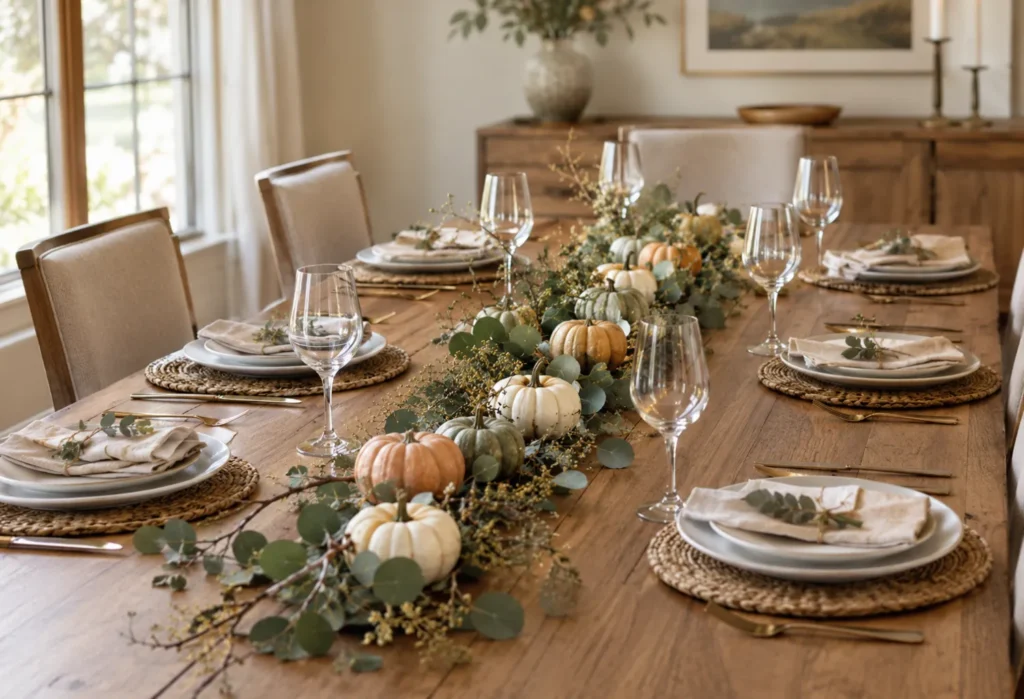 Pumpkin and Greenery Runner