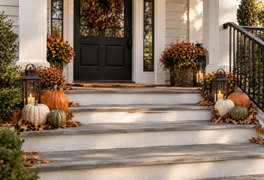 Pumpkin and Lantern Step Display