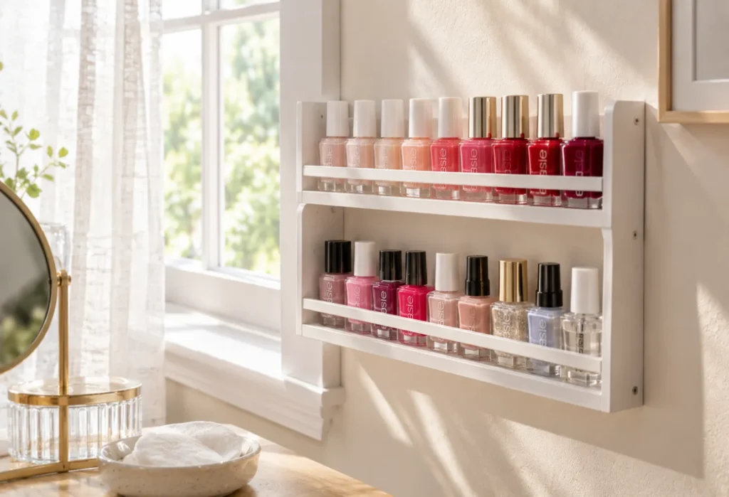 Repurposed Spice Rack for Nail Polish