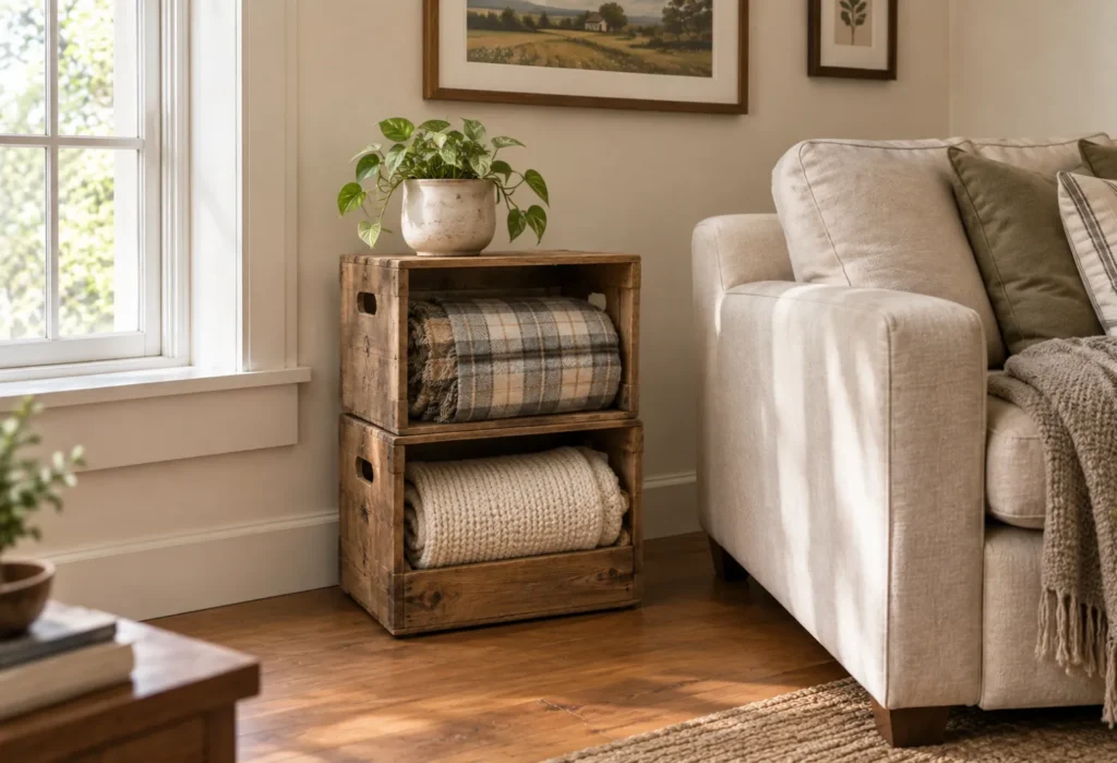 Repurposed Wooden Crate Storage