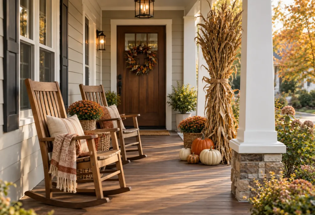 Rocking Chairs With Dried Cornstalks