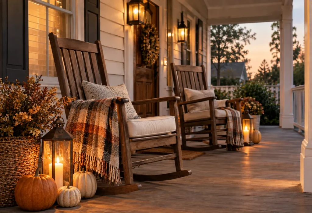 Rocking Chairs With Lantern Lighting