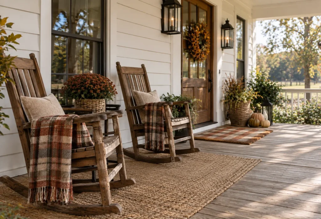 Rocking Chairs With Layered Doorstep Mats
