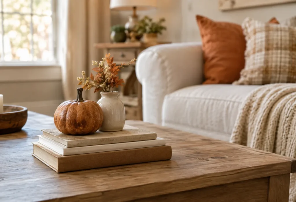 Rustic Book and Pumpkin Display