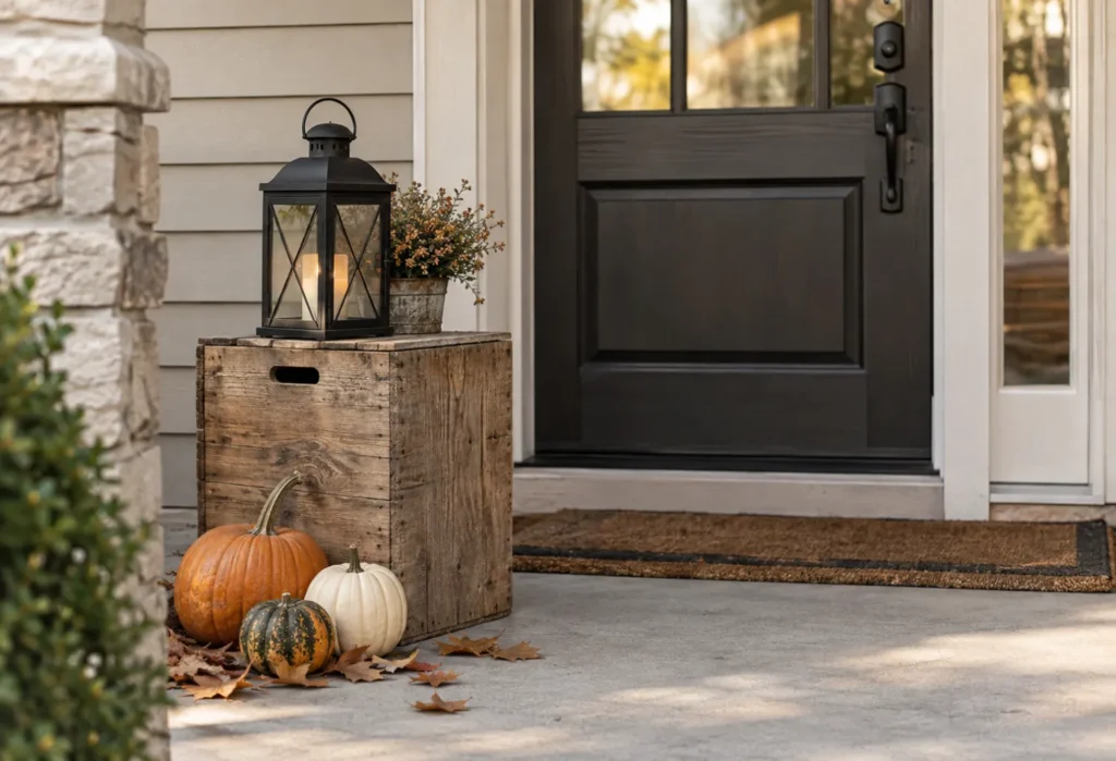 Rustic Wood Crate Lantern Display