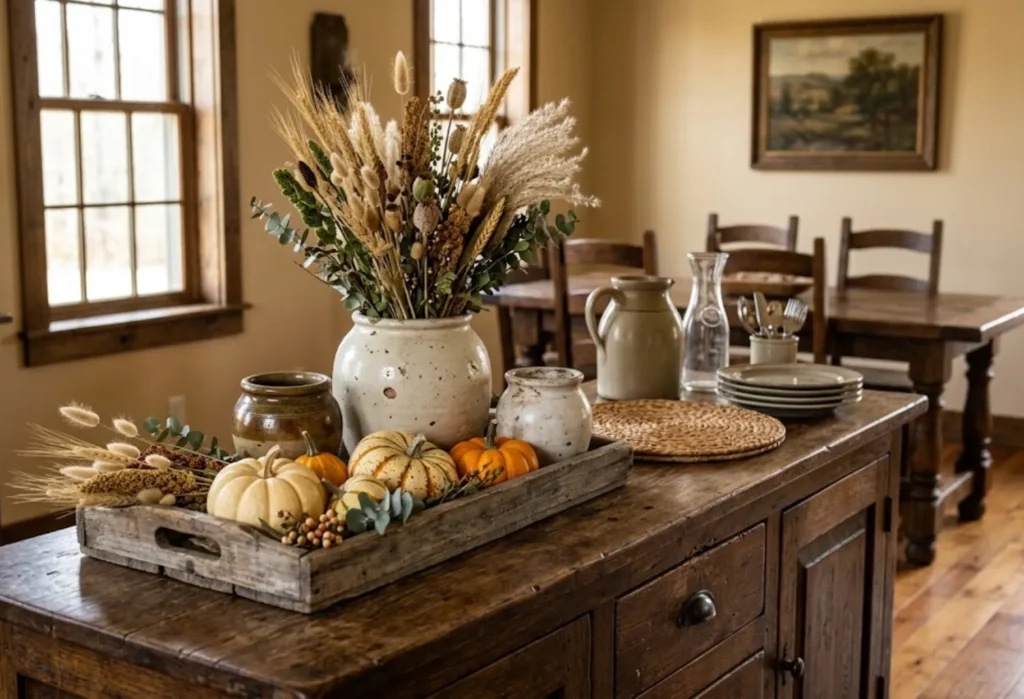  Rustic Wood and Pumpkin Arrangement