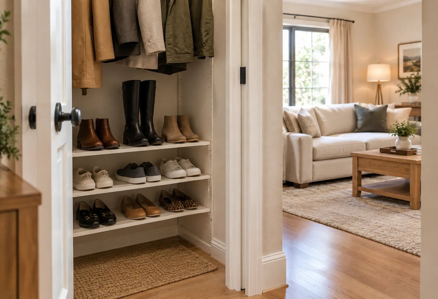 Shoe Storage Inside an Entry Closet