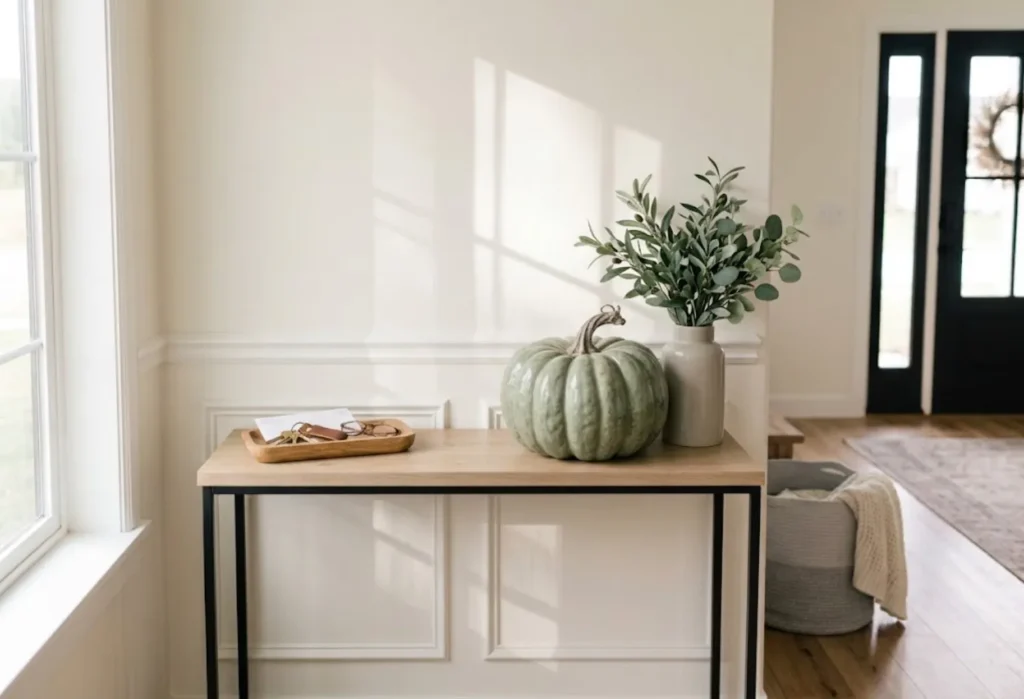 Simple Greenery and One Statement Pumpkin