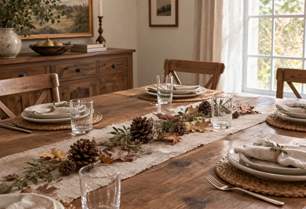 Simple Pinecone and Leaf Arrangement