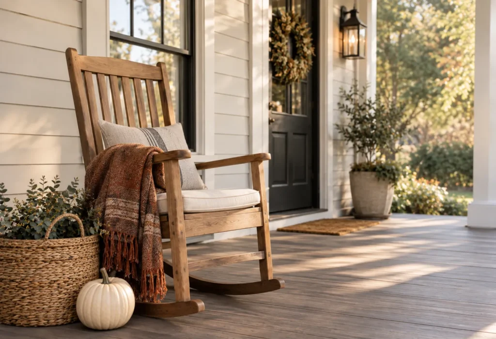 Simple Rocking Chair With a Soft Fall Throw