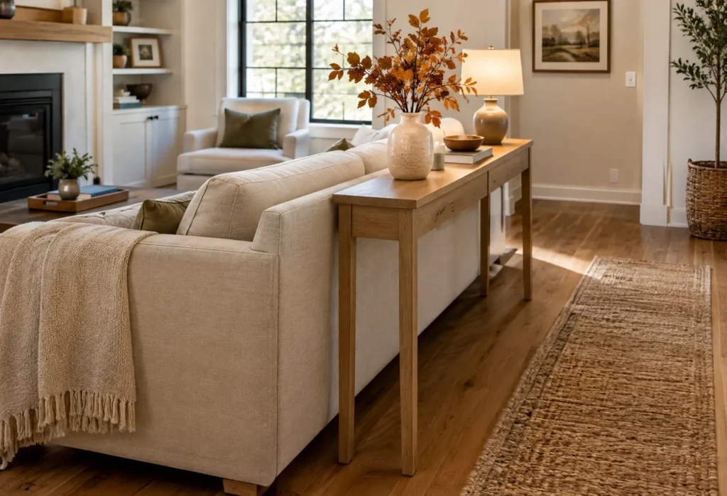 Slim Console Behind the Sofa