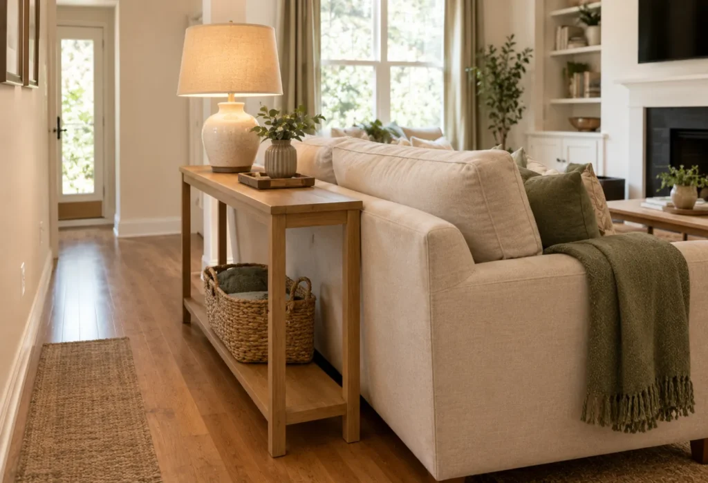 Slim Console Behind the Sofa