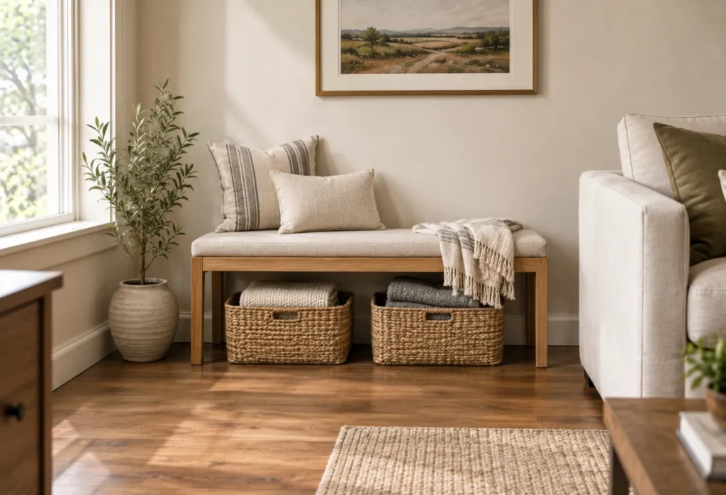 Small Bench With Baskets Below