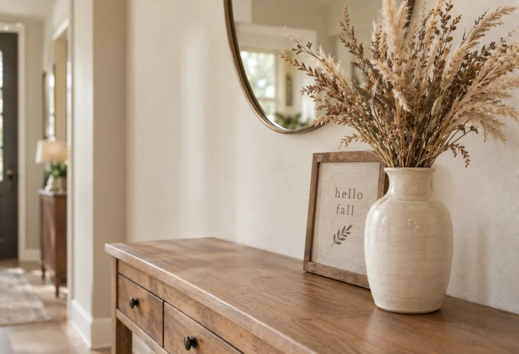 Small Fall Sign with Ceramic Vase