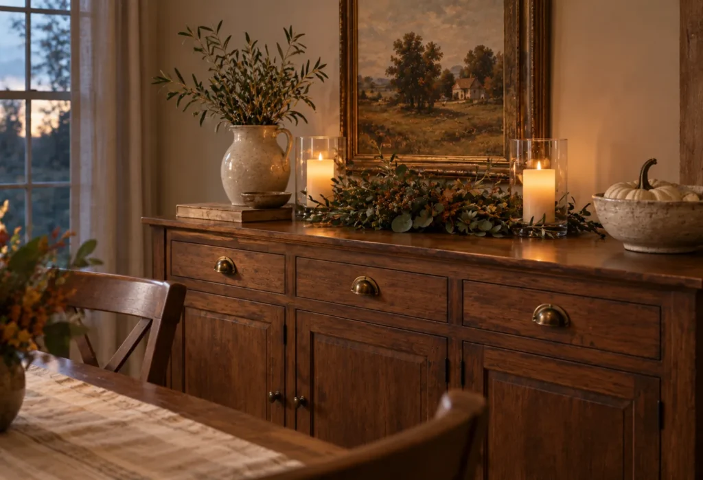 Soft Candlelight and Greenery