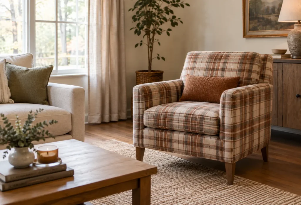 Soft Plaid Accent Chair