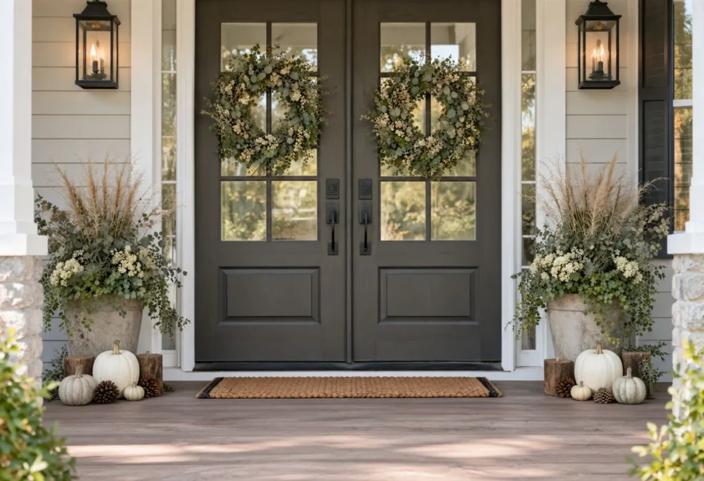 Soft White And Green Fall Decor