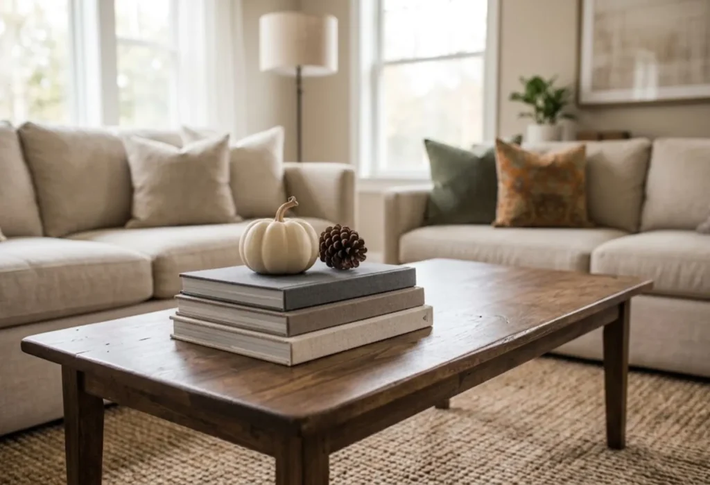 Stacked Books with Autumn Accents