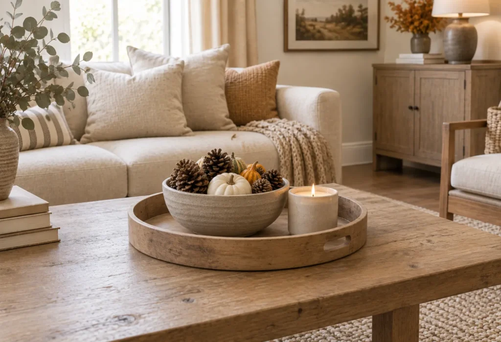 Stoneware Tray With Warm Neutrals