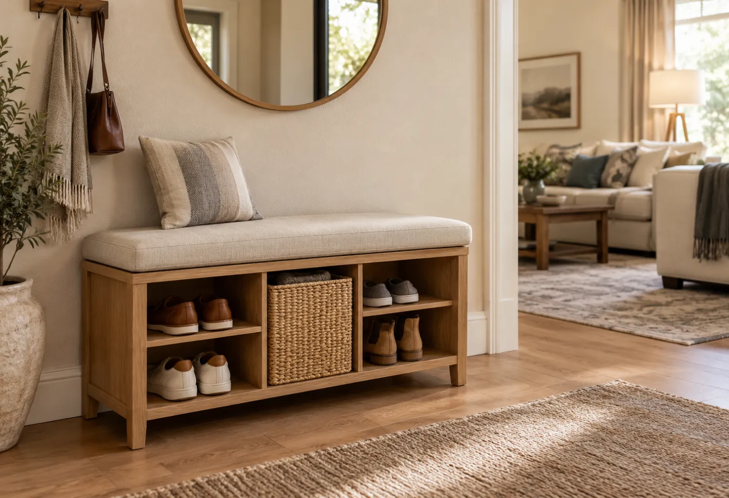 Storage Bench With Shoe Compartments