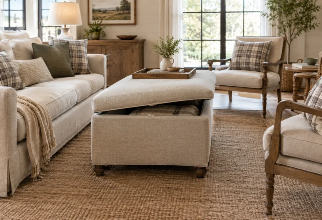 Storage Ottoman Instead of a Coffee Table