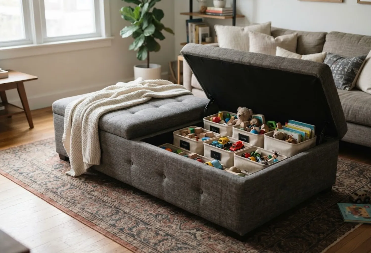 Storage Ottoman as Coffee Table