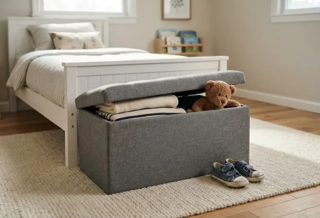 Storage Ottoman at the Foot of the Bed