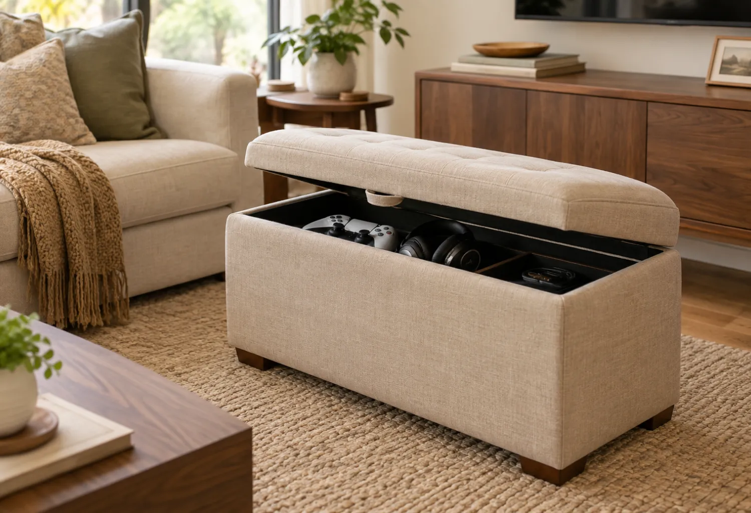 Storage Ottoman for Controllers