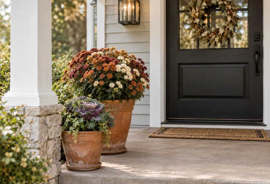 Terracotta Pots With Fall Plants